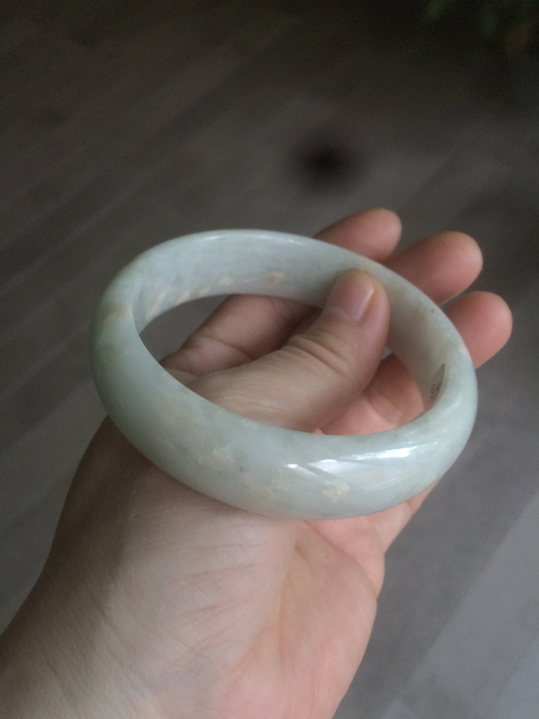 59mm certified 100% natural light green/yellow  jadeite jade bangle M77-0706
