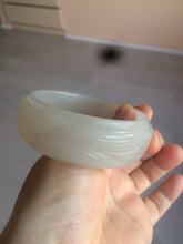 Load image into Gallery viewer, 自留 54.8mm 100% natural light pale pink/gray/white Quartzite (Shetaicui jade) nine-tailed fox bangle XY2
