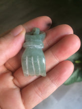 Load image into Gallery viewer, 100% natural type A watery light green 3D jadeite jade hand pendant/hanger for Halloween QP-2 (Clearance item)
