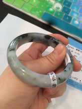 Load image into Gallery viewer, 55.3mm certified Type A 100% Natural dark green/purple Jadeite Jade bangle AC57-5788
