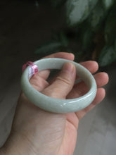 Load image into Gallery viewer, 57.7mm certificated type A 100% Natural light green/white Jadeite Jade bangle AB54-0003
