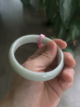 Load image into Gallery viewer, 57.7mm certificated type A 100% Natural light green/white Jadeite Jade bangle AB54-0003
