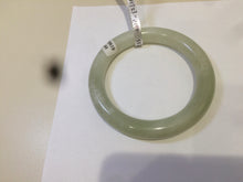 Load image into Gallery viewer, Certified 55.5mm 100% Natural light fresh green/white with flying snow round cut nephrite Hetian Jade bangle HT23-0194
