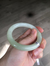 Load image into Gallery viewer, Certified 55.5mm 100% Natural light fresh green/white with flying snow round cut nephrite Hetian Jade bangle HT23-0194
