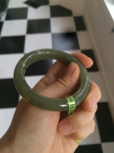 Load image into Gallery viewer, 51.3mm Certified 100% Natural oily dark green nephrite Hetian Jade bangle N80-6570
