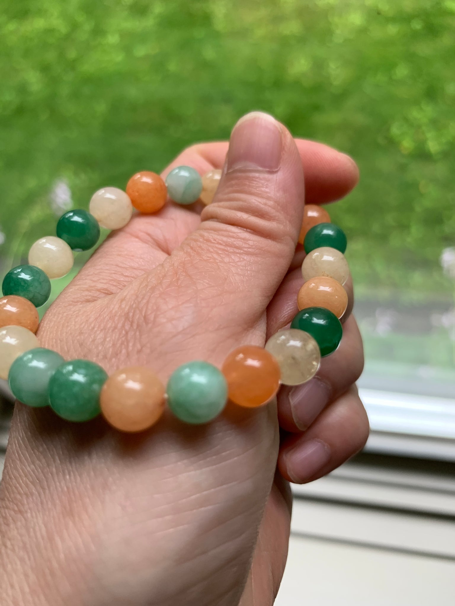 100% natural 8.3-8.5mm candy colors Quartzite (jinsi jade, 金丝玉, Golden Silk  Jade, five colors jade) bracelet B70 add on item. Not sale individually.