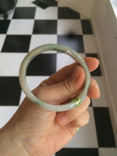 Load image into Gallery viewer, 52.5mm Certified Type A 100% Natural green/white Jadeite Jade oval bangle KS63-8403
