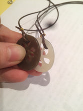 Load image into Gallery viewer, Certified 100% Natural nephrite Hetian beige/brown cutout lotus couple pendant pair RP-3
