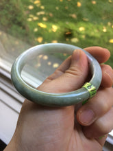 Load image into Gallery viewer, 55.1mm Certified Type A 100% Natural green/white Jadeite Jade bangle Q69-8395
