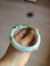 Load image into Gallery viewer, Sale! 58.6 mm certificated Type A 100% Natural green/light purple/brown(福禄寿) Jadeite Jadeite Jade bangle Q97-7814
