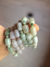 Load image into Gallery viewer, 100% natural green/white type A jadeite jade Capsule bead bracelet AM30
