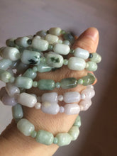 Load image into Gallery viewer, 100% natural green/white type A jadeite jade Capsule bead bracelet AM30
