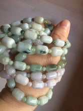 Load image into Gallery viewer, 100% natural green/white type A jadeite jade Capsule bead bracelet AM30
