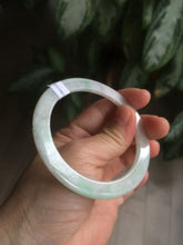 Load image into Gallery viewer, 55mm Certified Type A 100% Natural sunny green/white thin style Jadeite bangle AB47-1450
