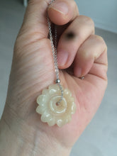 Load image into Gallery viewer, 21-22mm Type A 100Natural 3D green/brown/black jadeite Jade flower Pendant necklace AQ55 (add-on item)
