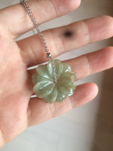 Load image into Gallery viewer, 25-26mm Type A 100Natural 3D dark  green/brown/black jadeite Jade flower Pendant necklace AQ54 (add-on item)
