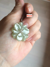 Load image into Gallery viewer, 25-26mm Type A 100Natural 3D dark  green/brown/black jadeite Jade flower Pendant necklace AQ54 (add-on item)
