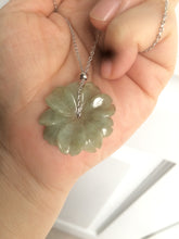 Load image into Gallery viewer, 25-26mm Type A 100Natural 3D dark  green/brown/black jadeite Jade flower Pendant necklace AQ54 (add-on item)
