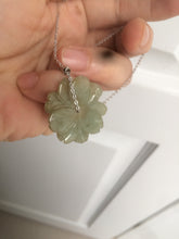 Load image into Gallery viewer, 25-26mm Type A 100Natural 3D dark  green/brown/black jadeite Jade flower Pendant necklace AQ54 (add-on item)
