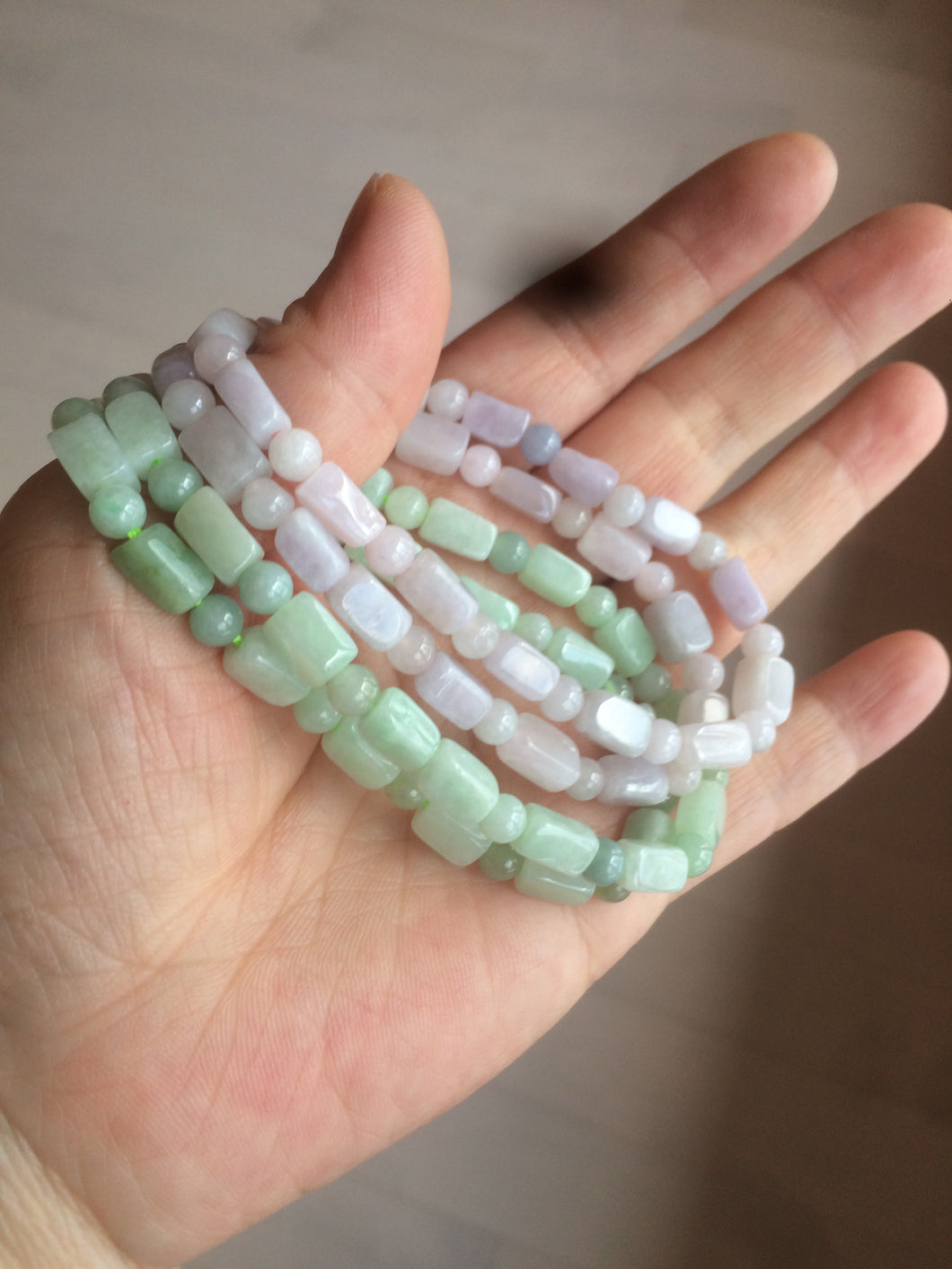 100% natural type A icy green/purple jadeite jade beads bracelet AQ83