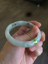 Load image into Gallery viewer, 53.4mm Certified type A 100% Natural watery green white Jadeite Jade bangle U64-4123
