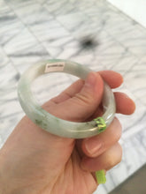 Load image into Gallery viewer, 53.4mm Certified type A 100% Natural watery green white Jadeite Jade bangle U64-4123
