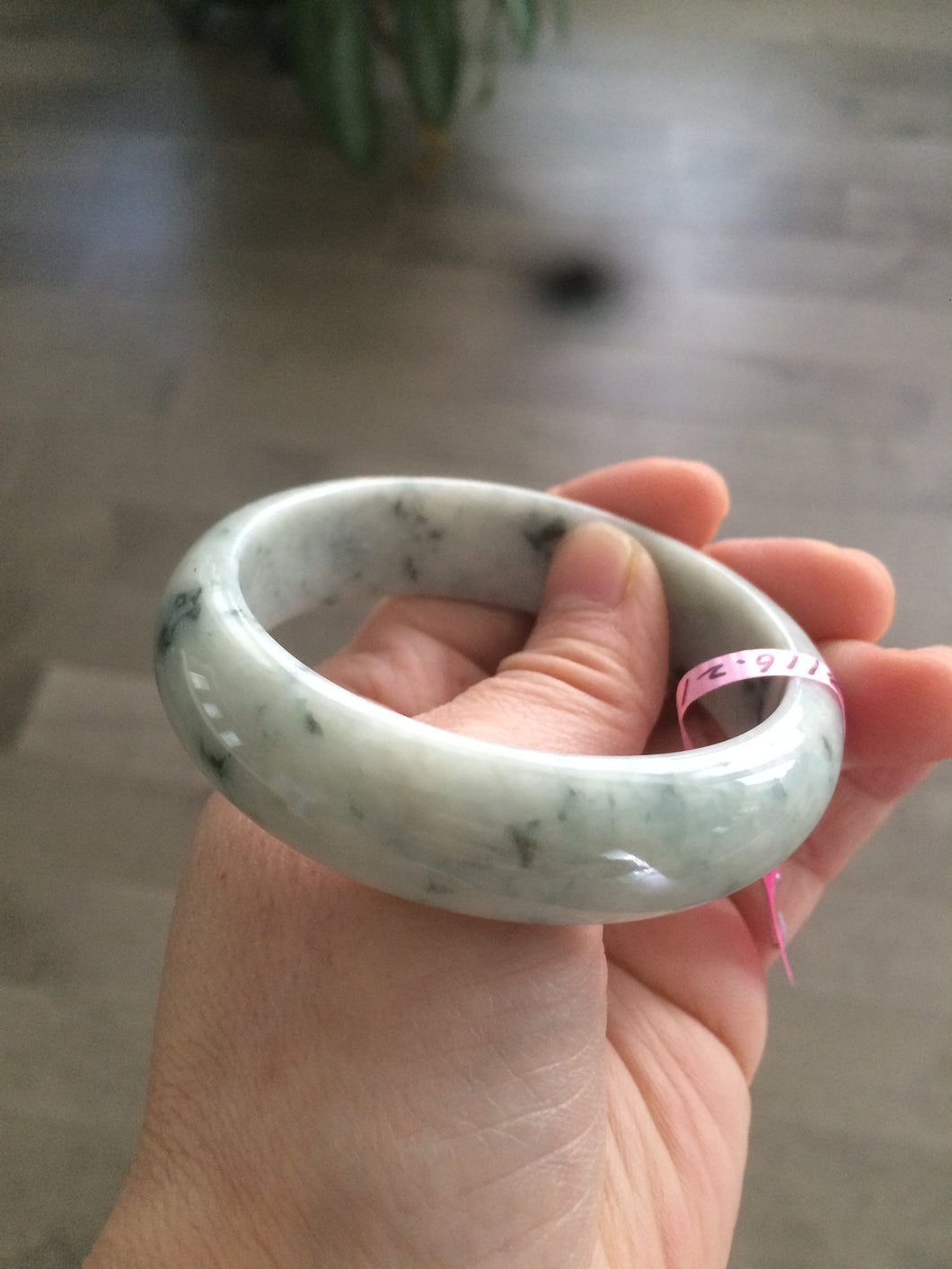55.8mm Type A 100% Natural green/white jadeite jade bangle A9