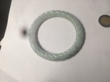 Load image into Gallery viewer, 57.2mm Certified 100% Natural type A icy watery vintage twist style Jadeite Jade bangle AF56-0861
