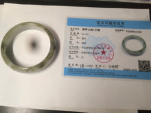 Load image into Gallery viewer, 55mm Certified type A 100% Natural sunny green/white round cut Jadeite bangle C71-6544
