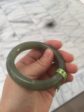 Load image into Gallery viewer, 51.3mm Certified 100% Natural oily dark green nephrite Hetian Jade bangle N80-6570
