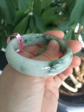 Load image into Gallery viewer, 49.5 mm 100% natural Type A green/white oval jadeite jade bangle Z39
