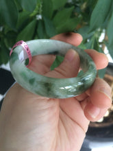 Load image into Gallery viewer, 49.5 mm 100% natural Type A green/white oval jadeite jade bangle Z39
