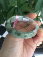 Load image into Gallery viewer, 49.5 mm 100% natural Type A green/white oval jadeite jade bangle Z39
