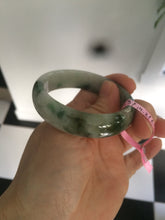 Load image into Gallery viewer, 49.5 mm 100% natural Type A green/white oval jadeite jade bangle Z39
