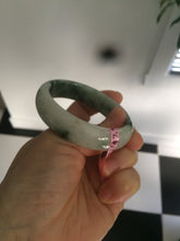 Load image into Gallery viewer, 49.5 mm 100% natural Type A green/white oval jadeite jade bangle Z39
