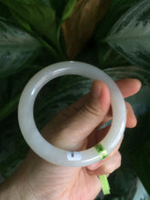 Load image into Gallery viewer, 56.7mm certified 100% Natural icy white/gray round cut nephrite Jade bangle Q48-7799 卖了
