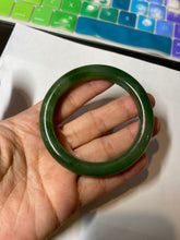 Load image into Gallery viewer, 52.8mm 100% Natural dark green nephrite Hetian Jade (和田碧玉) bangle HF30-0471

