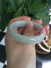 Load image into Gallery viewer, 52mm Certified Type A 100% Natural light green/white oval Jadeite Jade bangle Z42-2349
