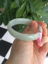 Load image into Gallery viewer, 52mm Certified Type A 100% Natural light green/white oval Jadeite Jade bangle Z42-2349
