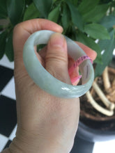 Load image into Gallery viewer, 52mm Certified Type A 100% Natural light green/white oval Jadeite Jade bangle Z42-2349
