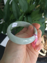 Load image into Gallery viewer, 52mm Certified Type A 100% Natural light green/white oval Jadeite Jade bangle Z42-2349
