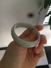 Load image into Gallery viewer, 52mm Certified Type A 100% Natural light green/white oval Jadeite Jade bangle Z42-2349
