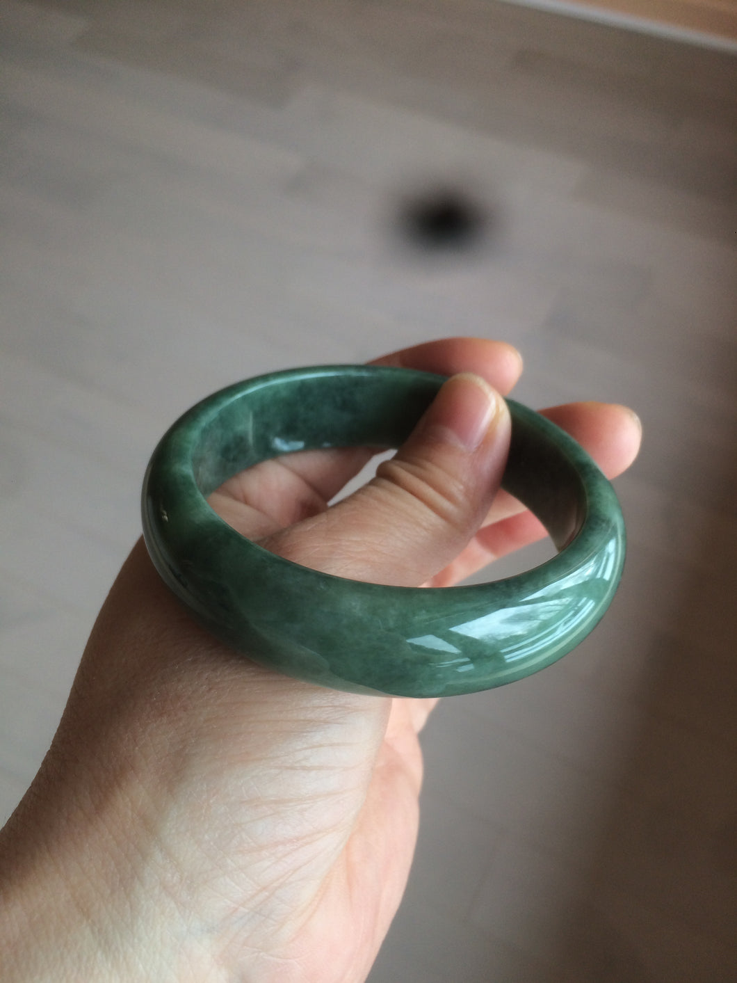 58mm certified type A 100% Natural dark green jadeite jade bangle D93-9240