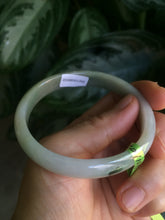 Load image into Gallery viewer, 52.5mm Certified Type A 100% Natural green/white Jadeite Jade oval bangle KS63-8403
