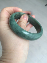 Load image into Gallery viewer, 58mm certified type A 100% Natural dark green jadeite jade bangle D93-9240
