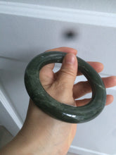Load image into Gallery viewer, 59.3mm certified 100% Natural dark green/gray (nebula dust) chubby round cut Hetian nephrite Jade bangle HE23-0202
