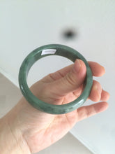 Load image into Gallery viewer, 58mm certified type A 100% Natural dark green jadeite jade bangle D93-9240
