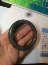 Load image into Gallery viewer, 55mm certified type A 100% Natural watery dark green Jadeite Jade bangle AT27-9779
