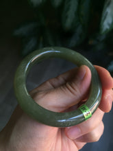 Load image into Gallery viewer, 51.3mm Certified 100% Natural oily dark green nephrite Hetian Jade bangle N80-6570
