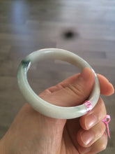 Load image into Gallery viewer, 52.2mm Certified Type A 100% Natural green/white Jadeite Jade oval bangle R69-0730
